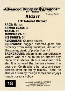 1991 TSR Advanced Dungeons & Dragons - Silver #18 Aldarr Back