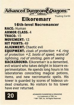 1991 TSR Advanced Dungeons & Dragons - Silver #20 Elkoremarr Back
