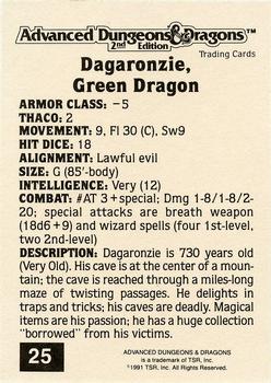 1991 TSR Advanced Dungeons & Dragons - Silver #25 Dagaronzie, Green Dragon Back