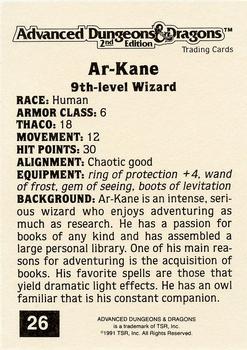 1991 TSR Advanced Dungeons & Dragons - Silver #26 Ar-Kane Back