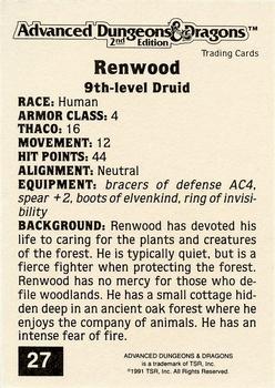 1991 TSR Advanced Dungeons & Dragons - Silver #27 Renwood Back