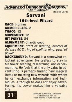 1991 TSR Advanced Dungeons & Dragons - Silver #31 Sorvani Back