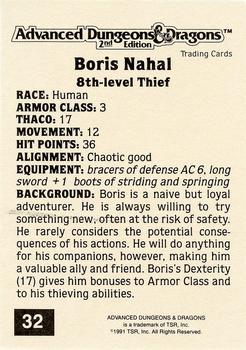 1991 TSR Advanced Dungeons & Dragons - Silver #32 Boris Nahal Back