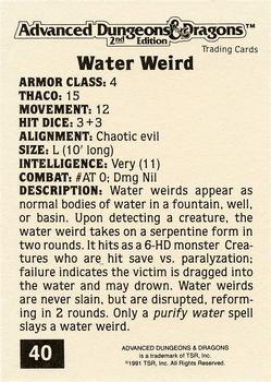 1991 TSR Advanced Dungeons & Dragons - Silver #40 Water Weird Back