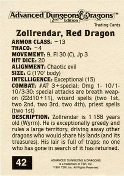 1991 TSR Advanced Dungeons & Dragons - Silver #42 Zollrendar, Red Dragon Back