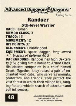 1991 TSR Advanced Dungeons & Dragons - Silver #48 Randoer Back