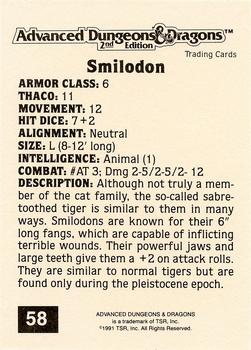 1991 TSR Advanced Dungeons & Dragons - Silver #58 Smilodon Back