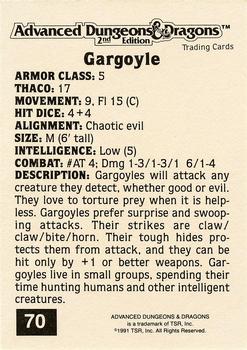 1991 TSR Advanced Dungeons & Dragons - Silver #70 Gargoyle Back