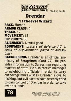 1991 TSR Advanced Dungeons & Dragons - Silver #78 Drendar Back