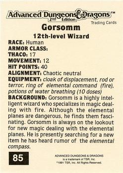 1991 TSR Advanced Dungeons & Dragons - Silver #85 Gorsomm Back