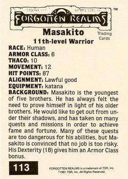1991 TSR Advanced Dungeons & Dragons - Silver #113 Masakito Back
