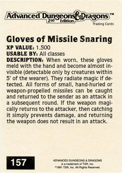 1991 TSR Advanced Dungeons & Dragons - Silver #157 Gloves of Missile Snaring Back
