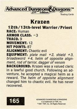 1991 TSR Advanced Dungeons & Dragons - Silver #165 Krazen Back