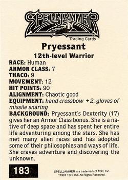 1991 TSR Advanced Dungeons & Dragons - Silver #183 Pryessant Back