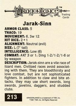 1991 TSR Advanced Dungeons & Dragons - Silver #213 Jarak-Sinn Back