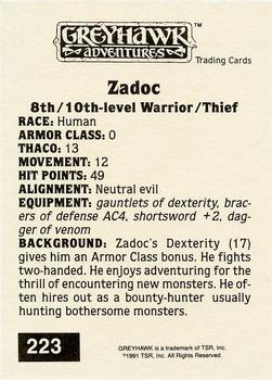 1991 TSR Advanced Dungeons & Dragons - Silver #223 Zadoc Back