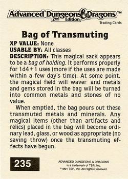 1991 TSR Advanced Dungeons & Dragons - Silver #235 Bag of Transmuting Back