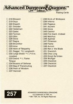1991 TSR Advanced Dungeons & Dragons - Silver #257 Checklist 6 -- 218-257 Back