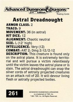 1991 TSR Advanced Dungeons & Dragons - Silver #261 Astral Dreadnought Back