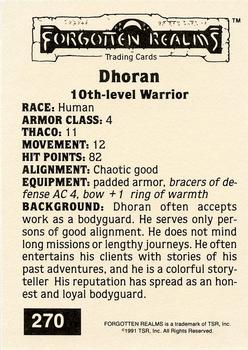 1991 TSR Advanced Dungeons & Dragons - Silver #270 Dhoran Back
