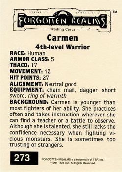 1991 TSR Advanced Dungeons & Dragons - Silver #273 Carmen Back
