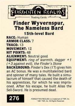 1991 TSR Advanced Dungeons & Dragons - Silver #276 Finder Wyvernspur, The Nameless Bard Back