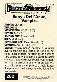 1991 TSR Advanced Dungeons & Dragons - Silver #282 Sonya Dell'Anar, Vampire Back