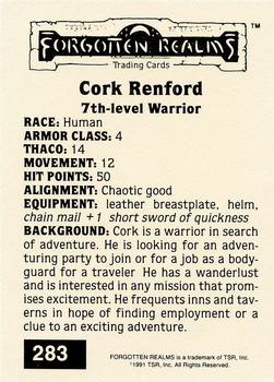 1991 TSR Advanced Dungeons & Dragons - Silver #283 Cork Renford Back