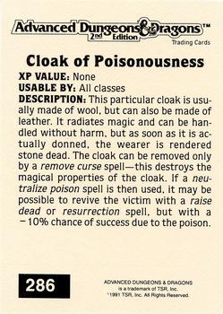 1991 TSR Advanced Dungeons & Dragons - Silver #286 Cloak of Poisonousness Back
