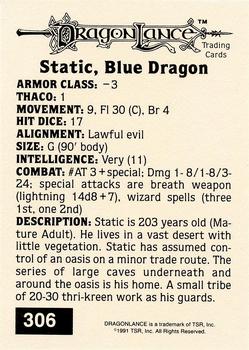 1991 TSR Advanced Dungeons & Dragons - Silver #306 Static, Blue Dragon Back