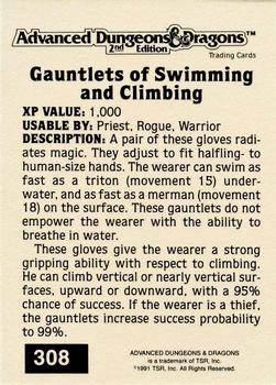 1991 TSR Advanced Dungeons & Dragons - Silver #308 Gauntlets of Swimming and Climbing Back