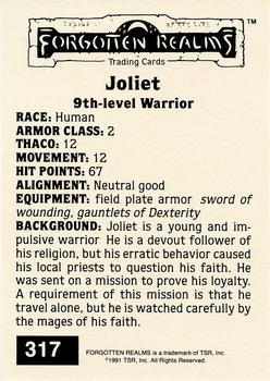 1991 TSR Advanced Dungeons & Dragons - Silver #317 Joliet Back