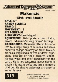 1991 TSR Advanced Dungeons & Dragons - Silver #319 Makenzie Back