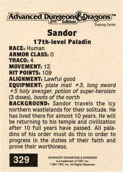 1991 TSR Advanced Dungeons & Dragons - Silver #329 Sandor Back