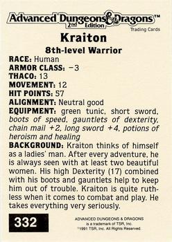 1991 TSR Advanced Dungeons & Dragons - Silver #332 Kraiton Back