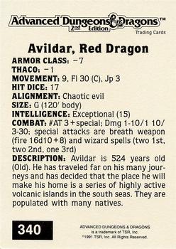 1991 TSR Advanced Dungeons & Dragons - Silver #340 Avildar, Red Dragon Back