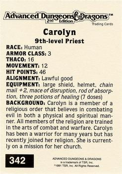 1991 TSR Advanced Dungeons & Dragons - Silver #342 Carolyn Back