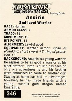 1991 TSR Advanced Dungeons & Dragons - Silver #346 Anuirin Back
