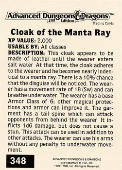 1991 TSR Advanced Dungeons & Dragons - Silver #348 Cloak of the Manta Ray Back