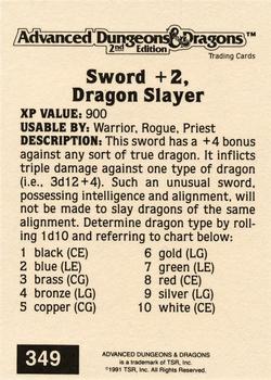 1991 TSR Advanced Dungeons & Dragons - Silver #349 Sword +2, Dragon Slayer Back