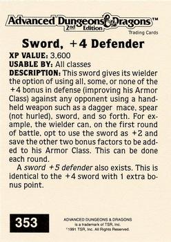 1991 TSR Advanced Dungeons & Dragons - Silver #353 Sword, +4 Defender Back