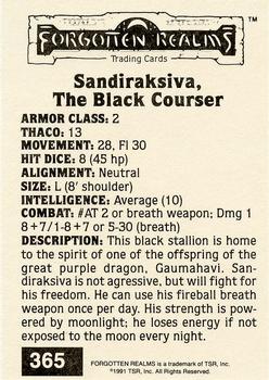 1991 TSR Advanced Dungeons & Dragons - Silver #365 Sandiraksiva, The Black Courser Back