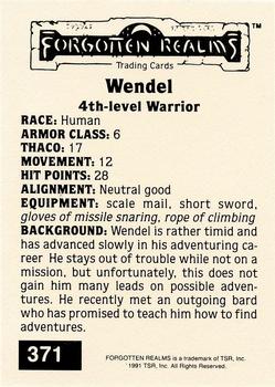 1991 TSR Advanced Dungeons & Dragons - Silver #371 Wendel Back