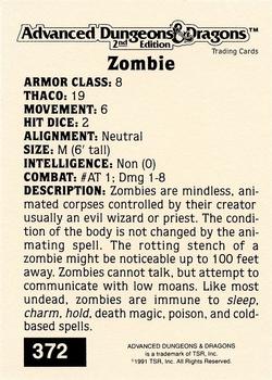 1991 TSR Advanced Dungeons & Dragons - Silver #372 Zombie Back