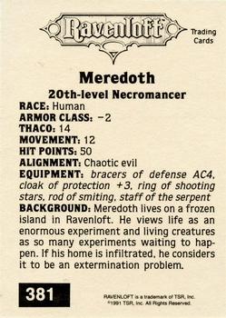 1991 TSR Advanced Dungeons & Dragons - Silver #381 Meredoth Back