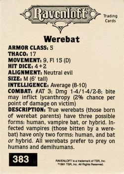 1991 TSR Advanced Dungeons & Dragons - Silver #383 Werebat Back