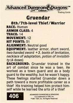 1991 TSR Advanced Dungeons & Dragons - Silver #406 Gruendar Back