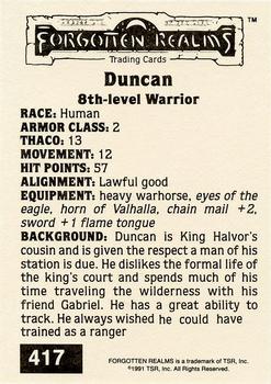 1991 TSR Advanced Dungeons & Dragons - Silver #417 Duncan Back