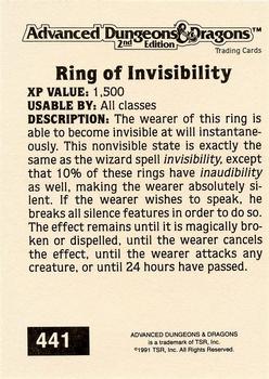 1991 TSR Advanced Dungeons & Dragons - Silver #441 Ring of Invisibility Back