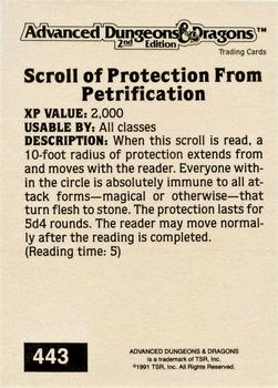 1991 TSR Advanced Dungeons & Dragons - Silver #443 Scroff of Protection from Petrification Back